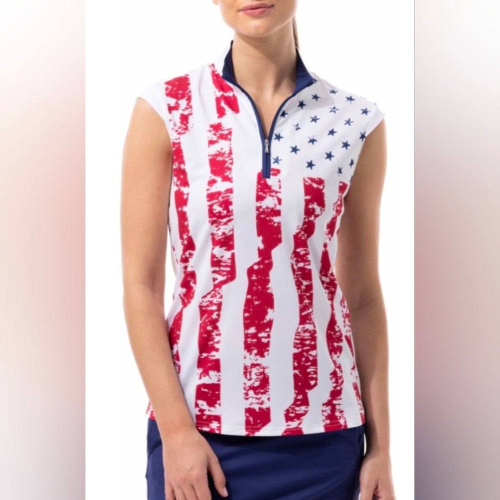 San Soleil Women's Solcool Sleeveless Mock Neck Golf Shirt Sz.M